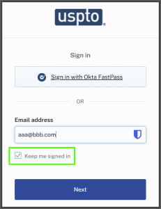 keep me signed in check box