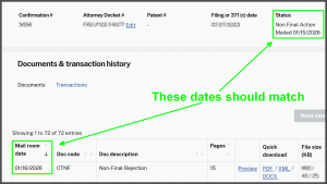 mailing dates that should match